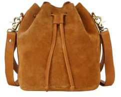 HOLZRICHTER Berlin - Beuteltasche aus Leder für Damen (No 1-1), 26x21x14 cm Schultertasche, Echtleder Bucket Bag, Handtasche in Braun, Schwarz