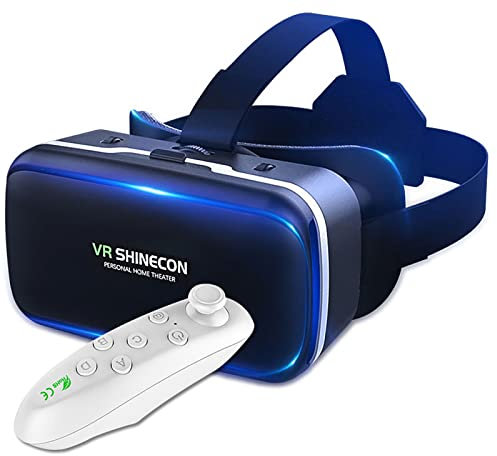 MYPOWR Gafas Realidad Virtual, Caja Gafas VR Gran Angular Visual De Pantalla Completa De Realidad Virtual Auriculares Casco Gafas 3D VR con Control Remoto para iOS Android (Color : Black, Size : Y2)