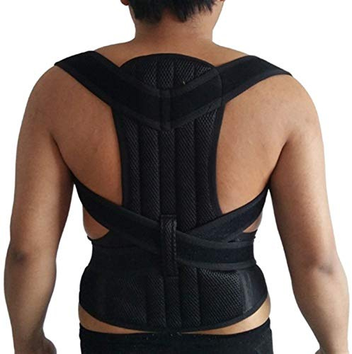 Corrector de Postura de Plata Escoliosis Espalda Corsé Espina Dorsal Corsé Cinturón Soporte de Terapia de Hombro Corrección de Postura Pobre Cinturón Hombres (Color : Black, Size : Large)