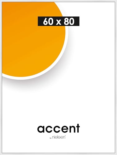 accent by nielsen Kunststoff Bilderrahmen Colorado Uni, 60 x 80 cm, Weiß | Kunststoff Posterrahmen im Hoch- & Querformat zum Aufhängen Weiß glänzend Echtglas