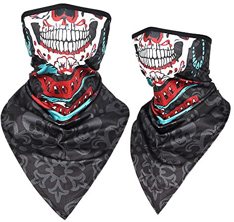 ZLYJ 2 Pcs Moto Crâne Masque Demi Masque Cou Chapeaux en Plein Air Ski Crâne Parti Masques Sport Halloween Masque pour Motocyclisme G