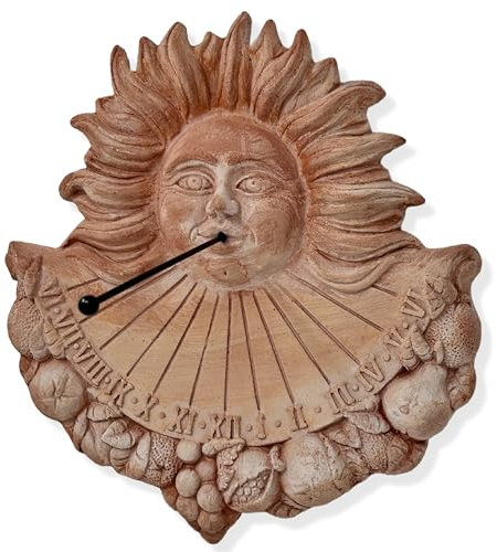Toocook Solar-Sonnenuhr aus Terrakotta, für den Außenbereich, wetterfest, Vintage-Uhr, hergestellt in Italien (Mitteluhr 33 x 35 cm)