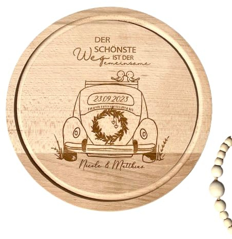 Frühstücksbrett | personalisiert Hochzeit | Der schönste Weg ist der gemeinsame | Namen & Datum | Brautpaar | Geschenk | Erinnerungsgeschenk | Holzbrett mit Gravur