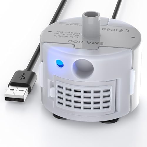 BEMOONY Fontanella per Gatti Pompa, Adatta a 3.2L Fontana per Gatti (H7), Ultra-Silenziosa, Anti-Secchezza, Luce Led Incorporata