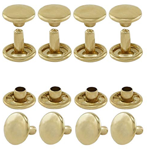 GETMORE Parts Hohlnieten Doppelkopf, Doppelhohlnieten, Doppel-Niet, Stahl, zweiteilig - ab 100 Stück, Gold, 6 mm
