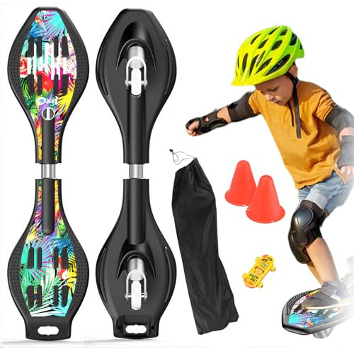 GHBXJX Profi Waveboard Kinder ab 10 Jahre mit ABEC-7, Street Surfing Waveboards Erwachsene, Snakeboard mit Anti-Rutsch Noppen, Skateboard für Mädchen und Junge, Bis 100kg, inkl. Tasche,Cyberbird