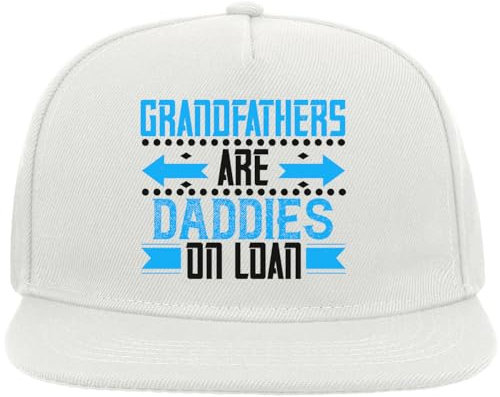 Atspauda Grandfathers are Daddies on Loan Vatertag Slogan Funny Snapback Flat Visor Cotton Blend Cap White, weiß, Einheitsgröße