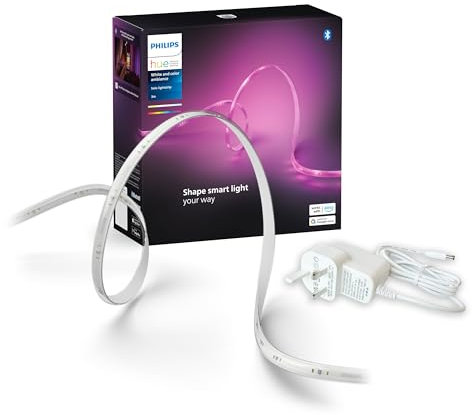 Philips Hue 1 tira LED inteligente de 3 m (no expandible), control a través de la aplicación Hue, compatible con Alexa, Google Assistant y Apple HomeKit, enchufe tipo G, clase energética G, blanco