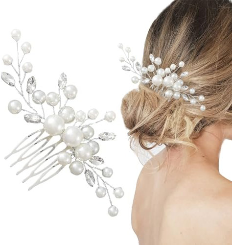 Braut Hochzeit Haarkamm mit Perlen und Kristallen für Hochzeit und formelle Anlässe Premium Braut Haarschmuck für perfekte Brautfrisuren – Hochzeit Haarkamm für Damen Und Mädchen