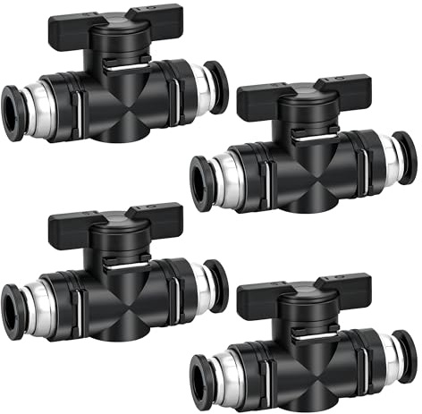 Conector Neumático Diámetro Interior 8 mm Válvula de Bola Neumática Válvula Manual Neumática Puede Controlar la Apertura y el Cierre del Fluido 4 Piezas