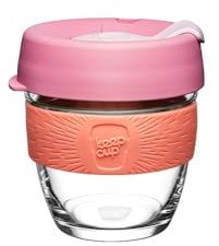 KeepCup Brew, Reusable Coffee Cup - Tempered Glass and Splashproof Sipper Lid, Small 8oz/227ml - Tangerine