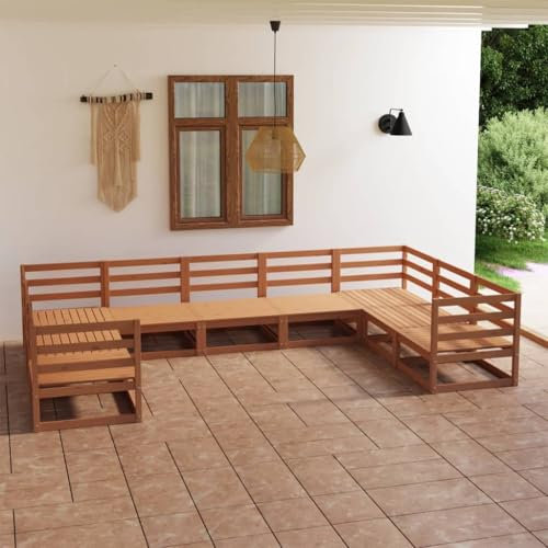 KATERYY 9-TLG. Garten-Lounge-Set Massivholz Kiefer,LoungeSet aus Kiefernholz | Perfekt für Entspannung und Geselligkeit im Garten und auf der Terrasse