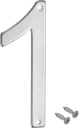 M METERXITY 1-Pack House Number, 4 Inch 304 Stainless Steel Modern Silver Tone Address Sign for Garden/Hotel/Mailbox/Address/Sign, House Number for Outside [Number 1]