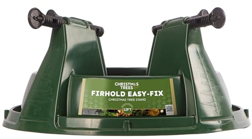 Firhold Easy-Fix Christmas Tree Stand with Water Reservoir - A Sturdy Real Xmas Tree Base for Under Christmas Trees - Holder for Real Trees (Size Large, Fits Trees Up to 12ft Tall)