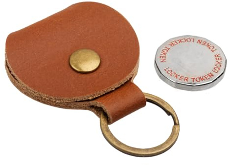 Genuine Tan Leather Pound Pouch Wallet Purse with a Trolley Token Fob Keyring Pound Pouch Keychain Key Ring Holder