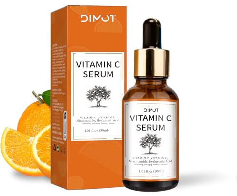 Vitamin C Serum mit Hyaluronsäure & Vitamin E – Vegan, Anti-Falten Gesichtsserum für strahlende Haut, 30ml