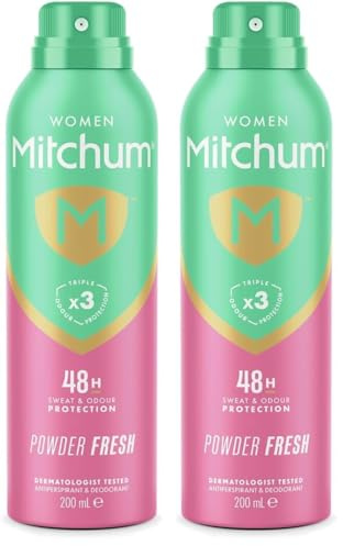 Mitchum Women Triple Odor Defense 48HR Protection Deodorant Spray & Antiperspirant (200ml), Powder Fresh (Pack of 2)