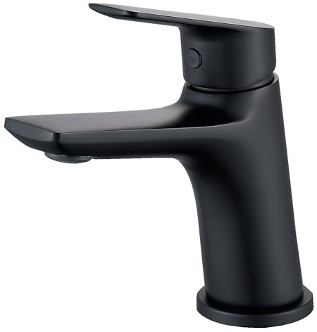 BELZ Bathroom Sink Tap, Washbasin Tap with Single Lever Mixer, Bathroom Vanity Faucet,Water-Saving Design with Hot and Cold Water Control (Black)