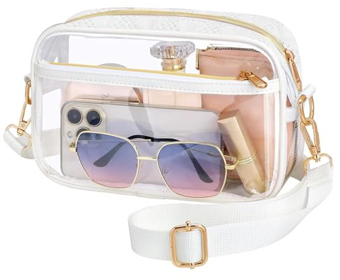 LOCCY Transparente Tasche Damen, Durchsichtig Umhängetasche Schultertasche Wasserdichte Crossbody Bag Kleine Taschen mit Verstellbarem Schultergurt für Konzerte Sportveranstaltungen Reisen