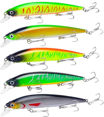 Wobbler Hecht, Hecht Köder, Hecht Wobbler - 14cm 18.3g, 5 Stück Zander Hecht Wobbler Set zum Angeln auf Zander Raubfisch Hechtfang, Spezial Herings Pilker