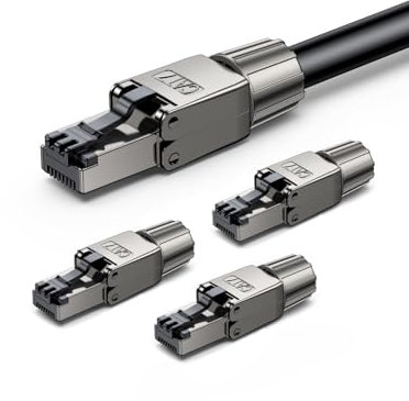 UGREEN Conector Ethernet Cat 7 sin Herramientas Blindado Clavijas LAN 10Gbps 8 Pin Admite POE para Cable de Red RJ45 CAT 6A, CAT 6, CAT 5e, Compatible con PC Enrutador Switch-4 Packs