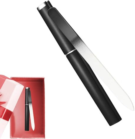 Lima per unghie in vetro – Lima per unghie in cristallo – Lima per unghie in vetro inciso professionale su entrambi i lati con custodia portatile, per manicure, pedicure manicure