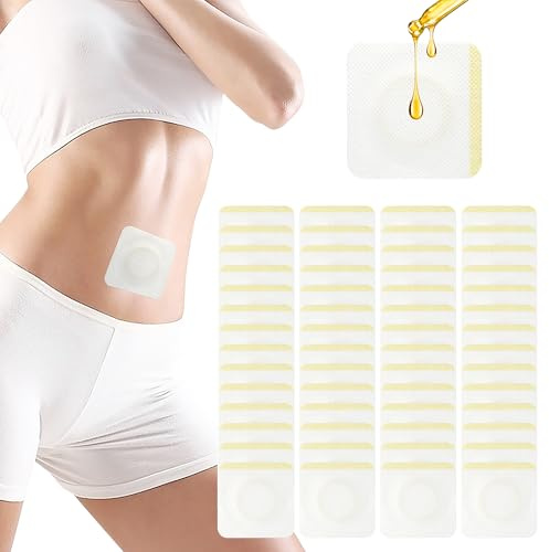 Rizinusöl Wrap, 7 x 7 cm, Rizinusöl Bauchnabelpflaster, tragbares Caster Oil Patch Kit für Verdauung, Schmerzlinderung und Hautpflege, hypoallergen, atmungsaktiv, auslaufsicher (Öl nicht im