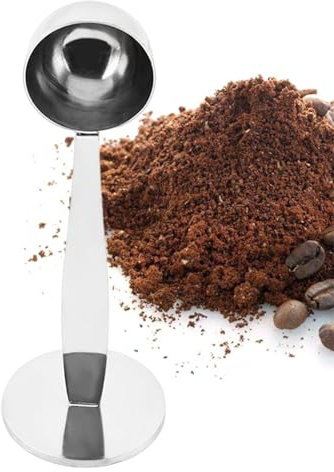 Cuillère À Express Avec Tamper, Cuillère Doseuse À Café En Acier Inoxydable 304, 2-en-1 Cuillère À Café&tamper À Espress,Cuillère À Doser Pour Mesurer Et Tasser Le Café Moulu Grain De Café 14.2x5cm