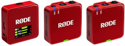 RØDE Wireless GO (Gen 3) – Kompakter kabelloser Mikrofon – Kristallklarer Klang, 32-Bit Float Aufnahme, automatische Pegelregelung, für Telefone, Kameras und Computer (Rot)