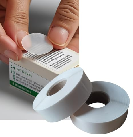 Personal Labels, 3000 Etiquetas Transparentes Redondas, 17mm Diámetro, 2 Rollos de 1500, para Cerrar Cajas y Sobres