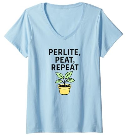 Womens Perlite Peat Repeat Soil Mixing Expert and Plant Lover V-Neck T-Shirt