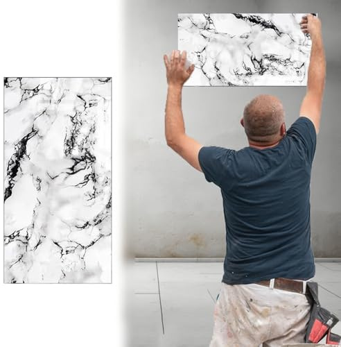 Dalle de Plafond Dalles de Plafond Décoratives Effet Marbre, Panneaux Muraux de 30x60cm, Papier Peint pour Décoration Murale Intérieure, Revêtements Autocollants pour Crédence de Plafond Suspendu(B,70
