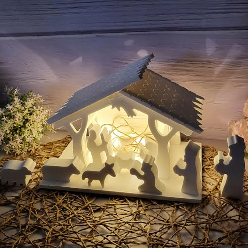 2 Stück Krippe Silikon Gießform, 3D Haus Silikonform Krippe Silikonformen Gießformen Weihnachten Gießformen Silikon Krippe Gips zum Gießen Krippenfiguren Gießform Weihnachten für Handwerk (B)