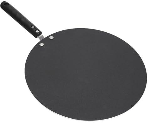 Fockety GJUTJÄRN, RUND STEKPANNA, 11-TUMS NONSTICK CREPE MAKER PAN MED HANDTAGSKYDD, Färdigkryddd Comal Förtortillas Platt Stekugn, SPIS, BBQ, ELD, RÖKARE, INDUTSSSÄKER