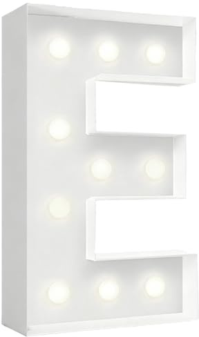 Large 4ft Letters LED Alphabet Lights Cold White, Mosaic Foam Marquee Lamps Combinative Words For Home Birthday Wedding Anniversary Party Decor(E)