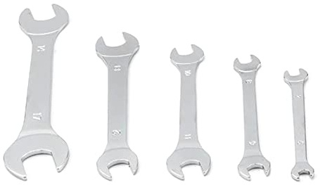 ERRORY Maulschlüssel-Set, Karbonstahl, dünn, doppelseitig, metrisch, für Reparatur in sehr engen Räumen, 5 Stück