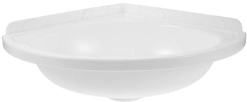 Lavabo de esquina triangular – Lavabo de baño blanco con un solo orificio para grifo, diseño triangular que ahorra espacio, cuenco pequeño de plástico para baños compactos