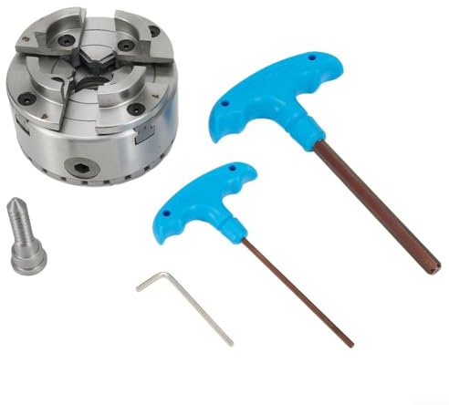 Desiumite Mandrin à 4 mâchoires auto-centrage 96 mm OD M33 pour machines à bois avec clé hexagonale de 2 5 mm et vis de serrage pour un serrage précis