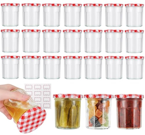 24 Pack Jam Jars with Lids 200ml/7oz, Wide Mouth Glass Jam Jars, Honey Jars