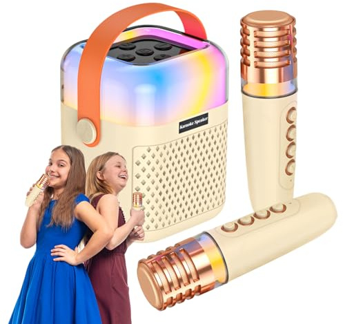 Ungtyb Machine à Karaoké - Haut-Parleur Audio sans Fil avec 2 Microphones | Système De Karaoké,pour Spectacles Bureau Terrasse Jardin Extérieur Fêtes Maison