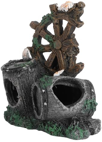VALICLUD Ornement d'Aquarium en Résine Vieux Tonneau Décoration pour Aquarium Ornement Sûr et Solide pour Poissons Aménagement Décoratif Créatif pour Aquarium
