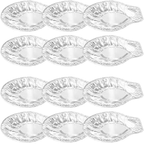 NUOBESTY 100pièces Barquettes Jetables Aluminium pour Coquilles Saint- Mini-Supports à Huîtres pour Barbecue et Cuisson