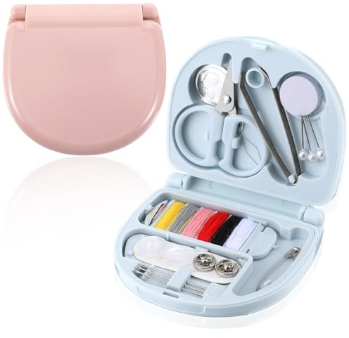 2 Stück Nähset Grundausstattung Mini Nähset, Sewing Kit Rnadel Und Faden Set Notfall Tragbares Reparaturset DIY Zubehör, Reise Nähbox Sets Anfängerfreundlich Mit Schere, Fäden, Nadeln