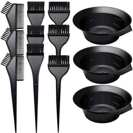 Long-Lasting 12pc Hair Color Applicators Set with Combs & Bowl, Stylist-Qualified for Home Use Professional At Homes Hair Coloring Tools