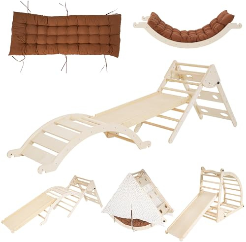Klettergerüst Indoor Geschenke Junge Mädchen - Yrthe Voitom 10 in 1 Montessori Spielzeug ab 2 3 4 5 6+ Jahre Kinder, Kletterdreieck Kletterbogen mit Rutsche Kissen Zelt Kletterwand, Indoor Spielplatz