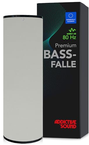 Addictive Sound Bassfalle Rund Premium 100 cm Bass Trap, Silber | Studio-Qualität, spezialisierte Akustikwolle 80-210 Hz, stapelbar, freistehend, Made in EU, 36 Monate Garantie