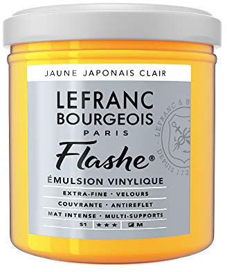 Lefranc Bourgeois Flashe, Extra-Fine Acrylic Vinyl Emulsion, Artists Quality, Japanese Yellow Light, 125ml Pot