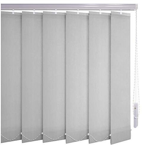 Sonnenschutz-HH® - Lamellenvorhang grau Leinenoptik mit Streifen lichtdurchlässig - Breite 110 cm x 140 cm Höhe - Lamellenbreite 127mm Vertikaljalousie Vertikalanlage Schiebevorhang