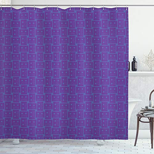 ABAKUHAUS Astratto Tenda da Doccia, Cassette Vecchio, Tessuto Set di Decorazioni per Il Bagno con Ganci, per la Vasca da Bagno, 175 cm x 180 cm, Ceil Blue Violet