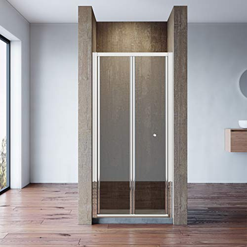 SONNI Duschkabine Falttür 90x185 cm Duschtür Duschwand faltbar Glastür Dusche Duschabtrennung Glasabtrennung Dusche Glasdusche